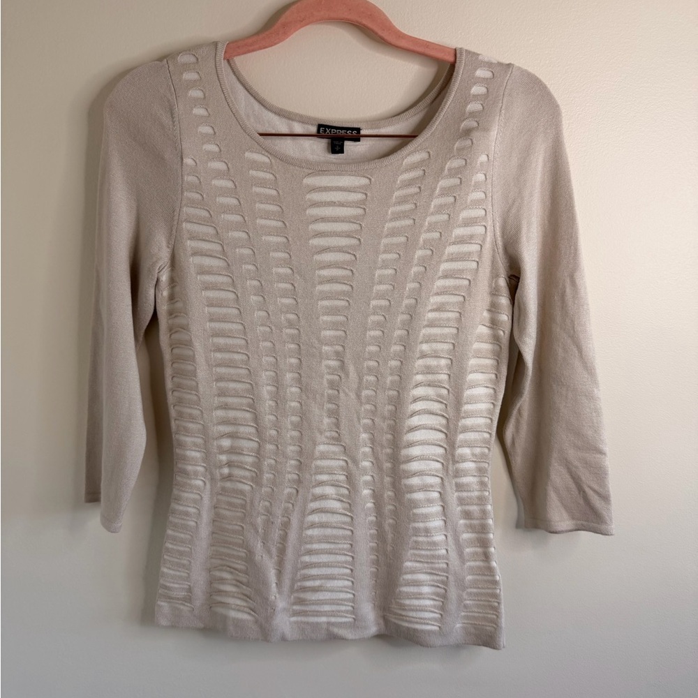 Express Cream Sweater with Cutout Design